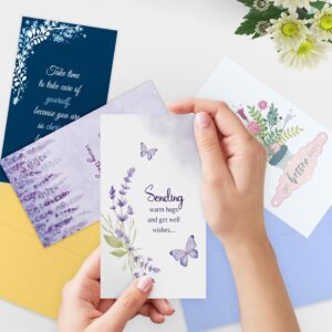 Nihuecne 24 Pack Floral Get Well Cards with Self-adhesive Envelopes, 4"x6" Boxed Prefilled Get Well Soon Greeting Note Cards to Friends, Relatives or Loved One, 24 Unique Designs