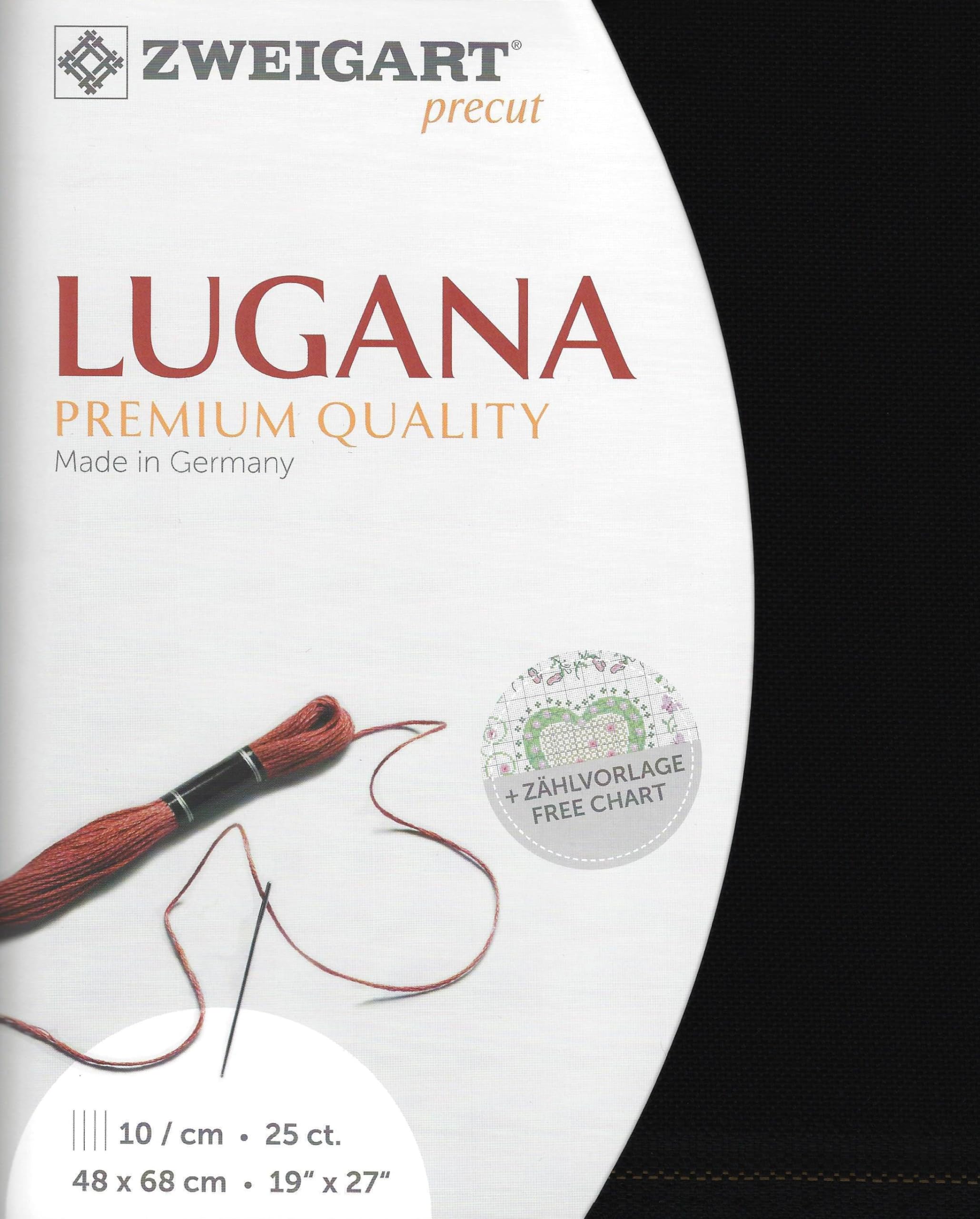 Precut Zweigart Lugana 25 Count Black 3835/720