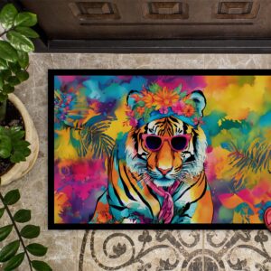 Caroline's Treasures DAC3967JMAT Hippie Animal Bengal Tiger Doormat Front Door Mat Indoor Outdoor Rugs for Entryway, Non Slip Washable Low Pile, 24H X 36W