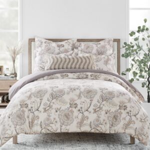 levtex home - ophelia blush duvet cover set - king duvet cover + two king pillow cases - floral - taupe grey cream blush - duvet cover (106 x 94in.) and pillow case (36 x 20in.) - rayon