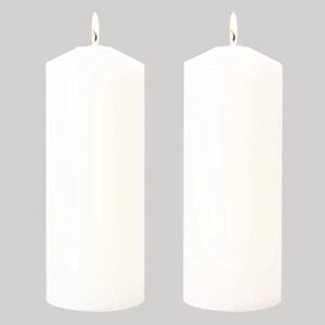 Pillar Candles Set of 2, Unscented Large White Emergency Candle, 3x8 inches Hand Poured Tall Candles Bulk, Non-Toxic Smokeless Dripless and Unscented Candles for Home Wedding Decor Candles