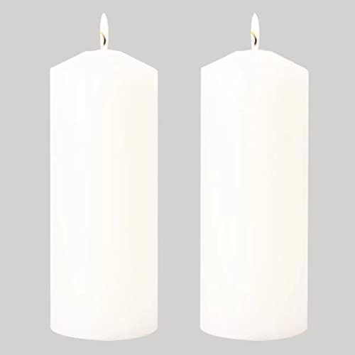 Pillar Candles Set of 2, Unscented Large White Emergency Candle, 3x8 inches Hand Poured Tall Candles Bulk, Non-Toxic Smokeless Dripless and Unscented Candles for Home Wedding Decor Candles