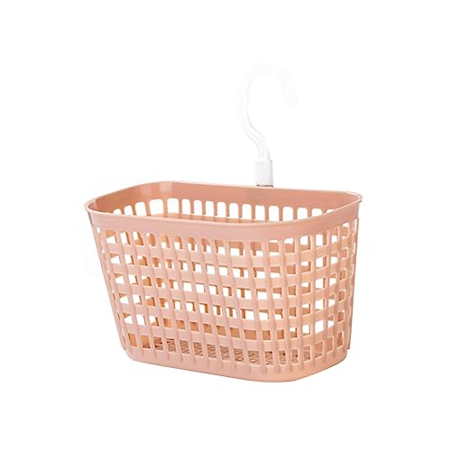 CIYODO Plastic Storage Hanging Basket with Rotatable Hook Kitchen and Bathroom Organizer for Sponge Soap Brush Drain Basket Pink Versatile Storage Solution for Shelves and Showers