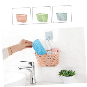 CIYODO Plastic Storage Hanging Basket with Rotatable Hook Kitchen and Bathroom Organizer for Sponge Soap Brush Drain Basket Pink Versatile Storage Solution for Shelves and Showers