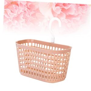 CIYODO Plastic Storage Hanging Basket with Rotatable Hook Kitchen and Bathroom Organizer for Sponge Soap Brush Drain Basket Pink Versatile Storage Solution for Shelves and Showers