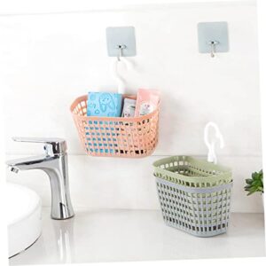 CIYODO Plastic Storage Hanging Basket with Rotatable Hook Kitchen and Bathroom Organizer for Sponge Soap Brush Drain Basket Pink Versatile Storage Solution for Shelves and Showers