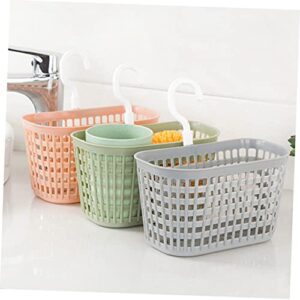 CIYODO Plastic Storage Hanging Basket with Rotatable Hook Kitchen and Bathroom Organizer for Sponge Soap Brush Drain Basket Pink Versatile Storage Solution for Shelves and Showers