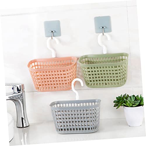 CIYODO Plastic Storage Hanging Basket with Rotatable Hook Kitchen and Bathroom Organizer for Sponge Soap Brush Drain Basket Pink Versatile Storage Solution for Shelves and Showers