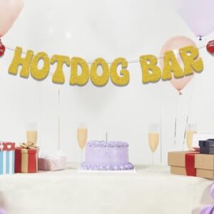 Hotdog Bar Banner,Hotdog Birthday Party Decorations,Fiesta Birthday Food Party Decor,Build Your Own Hot Dog Sign,Flaming Hot Dog Sausage Home Party Supplies Gold Red