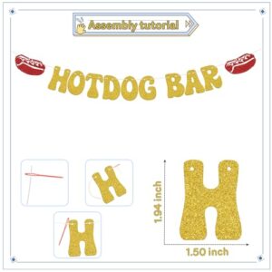 Hotdog Bar Banner,Hotdog Birthday Party Decorations,Fiesta Birthday Food Party Decor,Build Your Own Hot Dog Sign,Flaming Hot Dog Sausage Home Party Supplies Gold Red