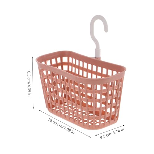 CIYODO Plastic Storage Hanging Basket with Rotatable Hook Kitchen and Bathroom Organizer for Sponge Soap Brush Drain Basket Pink Versatile Storage Solution for Shelves and Showers