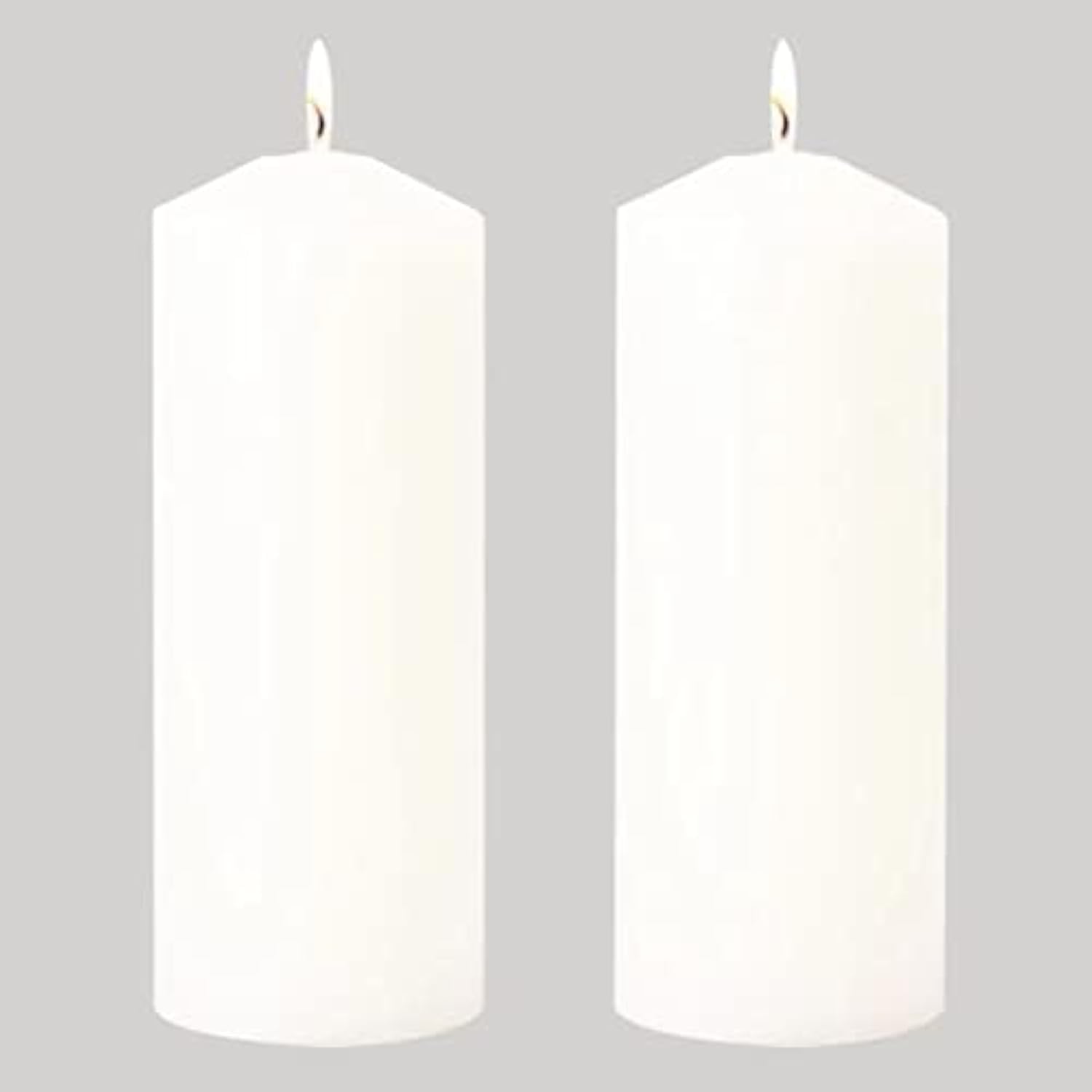 Pillar Candles Set of 2, Unscented Large White Emergency Candle, 3x8 inches Hand Poured Tall Candles Bulk, Non-Toxic Smokeless Dripless and Unscented Candles for Home Wedding Decor Candles