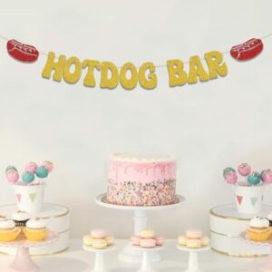 Hotdog Bar Banner,Hotdog Birthday Party Decorations,Fiesta Birthday Food Party Decor,Build Your Own Hot Dog Sign,Flaming Hot Dog Sausage Home Party Supplies Gold Red