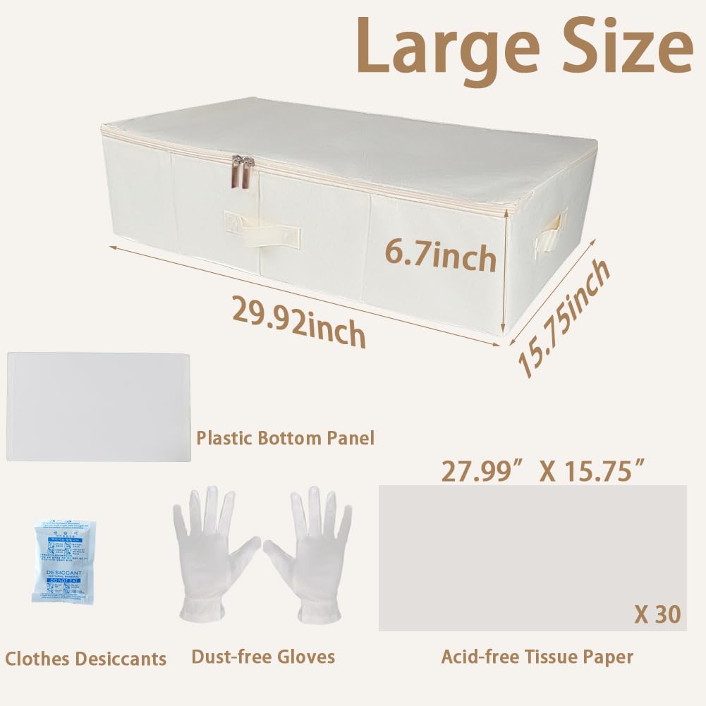 Phaicoilo Large Wedding Dress Storage Box - Beige Preservation Box with 30Pcs Acid-free Tissue Paper