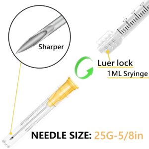 1cc 1ml with 25 Gauge 5/8 Inch, Sterile Lab Utensils Scientific Research, Industrial Dispensing or Liquid Measuring - Pack of 50