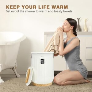 Keenray Towel Warmer Bucket, Hot Towel Warmer with Timer and Temperature Display, Heat Time 15/30/45/60 Min Adjustable, Child Safety Lock, Towel Warmer for Bathroom, Hot Tub, Spa, CL27