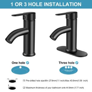 PONAFOU Single Handle Bathroom Faucet Black Bathroom Faucet Matte Black Vanity Faucet for Bathroom Sink Faucet 1 Hole or 3 Hole for Modern Bathroom RV Sink with Pop-up Drain and Deck