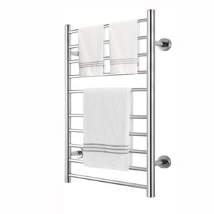 towel warmer rack, 10 bars wall mounting towel warmers for bathroom, aluminum heated towel rack towel heater plug-in heated towel rack silver 20.90in