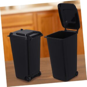 Parliky 4Pcs Desktop Trash Cans with Lids and Wheels Creative Countertop Garbage Bins for Office Home and School Pencil Cup Holders for Easy Waste Disposal