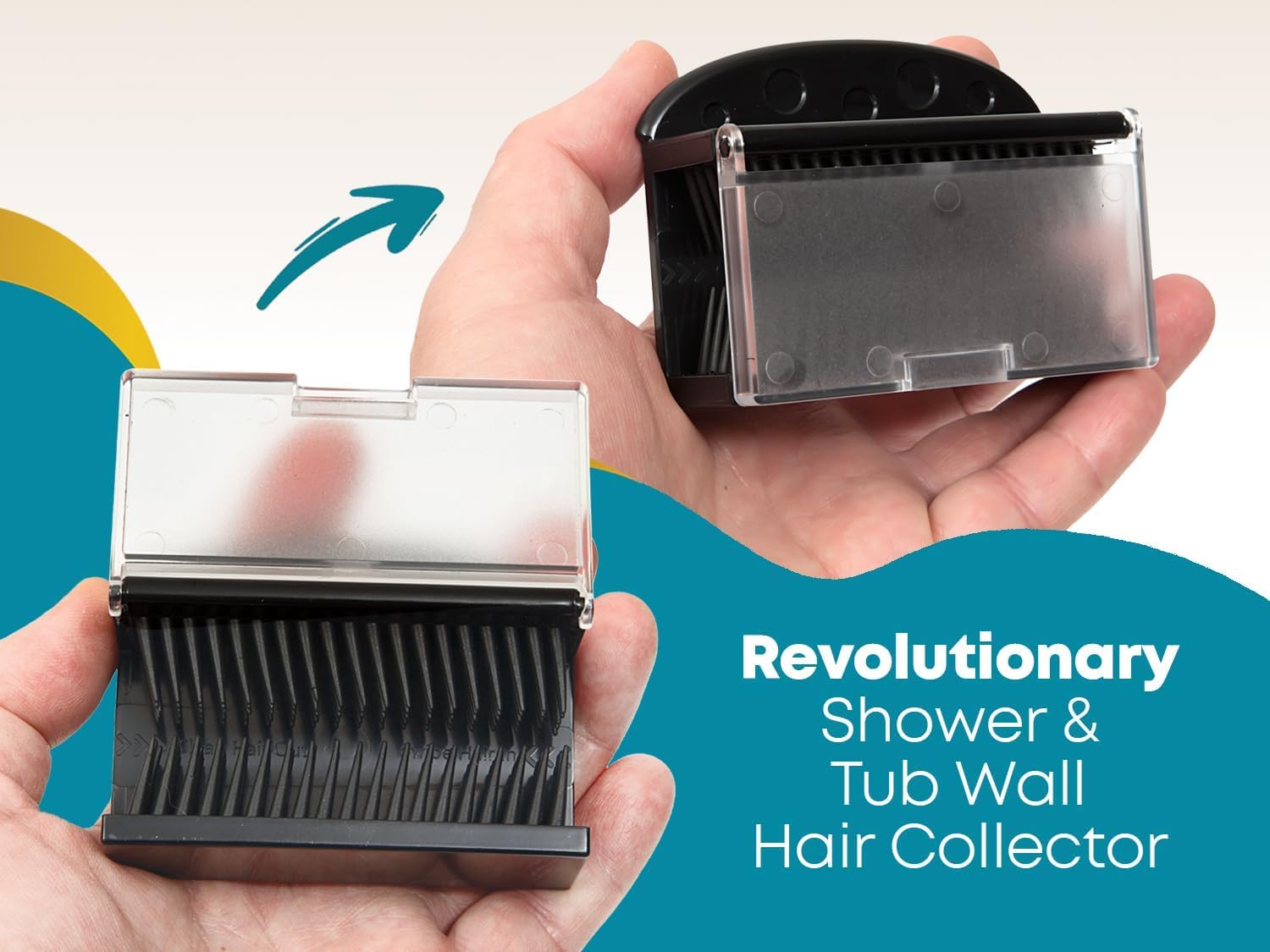 HairShroom Reusable Shower & Bathtub Wall Hair Catcher Hair Grabber Snare for The Hidden Storage of Wet Hair to Prevent Clogged Drains, Black