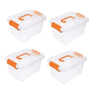 kombiuda 4pcs box portable storage box clear stand clear handbags small plastic bins 16 quart storage containers with lids toy containers with lids storage containers for organizing make up