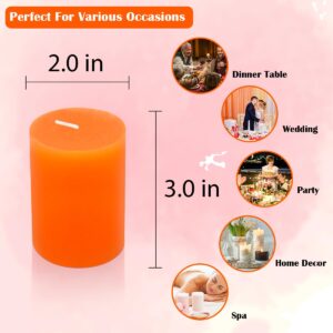 4 Packs Dripless Orange Pillar Candles 2x3 Inch Unscented 24 Hour Fall Harvest Cylinder Candles for Thanksgiving Day Dinner Tables, Wedding, Party, Home Decor