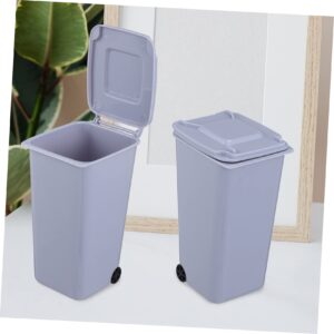 Parliky 4Pcs Desktop Trash Cans with Lids and Wheels Creative Countertop Garbage Bins for Office Home and School Pencil Cup Holders for Easy Waste Disposal