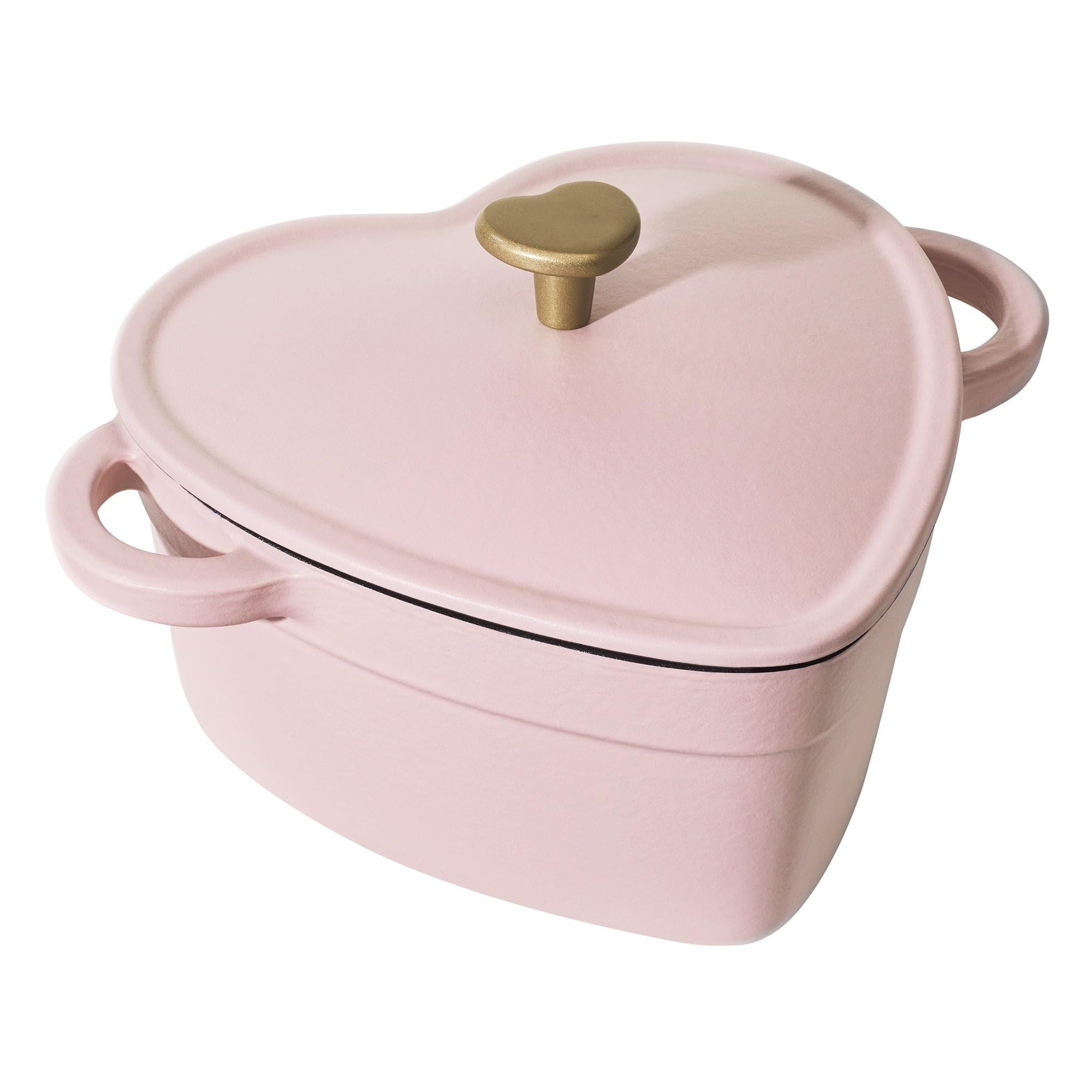 Beautiful 2-Quart Cast Iron Heart Dutch Oven, Pink Champagne, Drew Barrymore