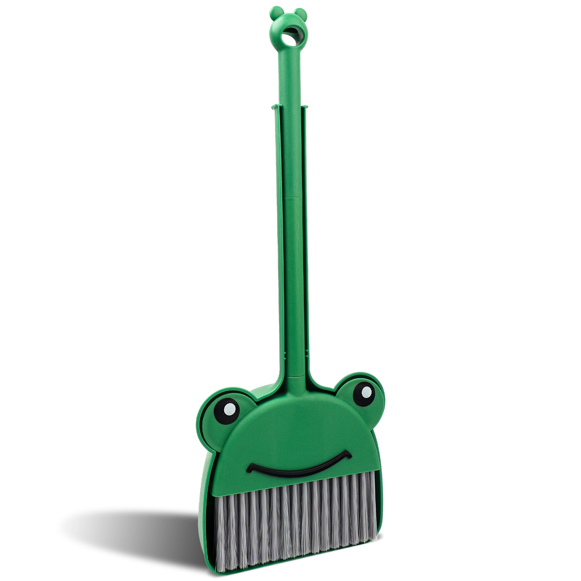 Children's Small Broom Dustpan Set, Mini Cleaning Set-Green Frog