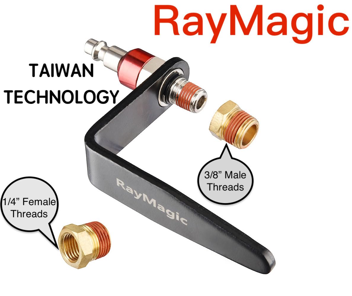 RayMagic Steel Pneumatic Tool Rafter Hook Hanger, Lightweight, Durable,Reusable Metal Organaizer Adjustable Easy Install Hooks with 1/4" Air Tool Swivel Fitting, for Air Nailer, 2-Piece