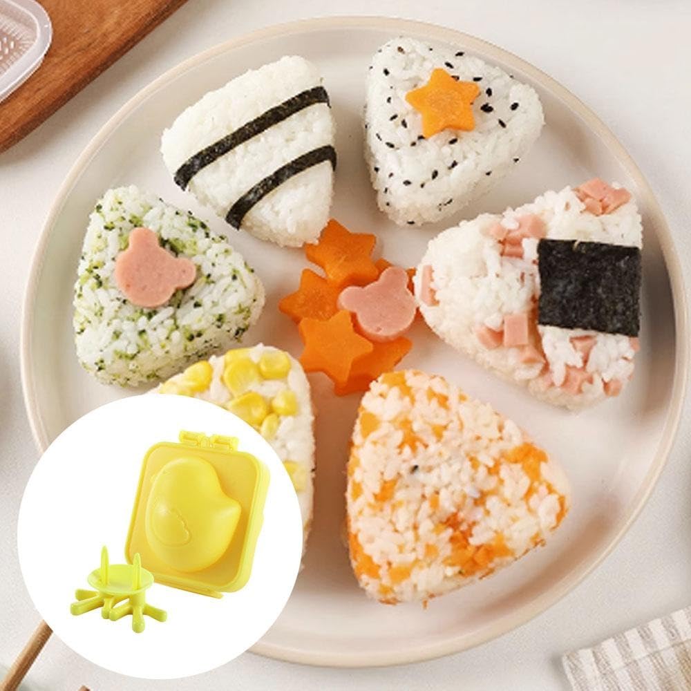 1Set Boiled Egg Mould,Cute Chicken Shape Egg Holder Mini Rice Ball Mould Cartoon Sushi Mould for Kitchen