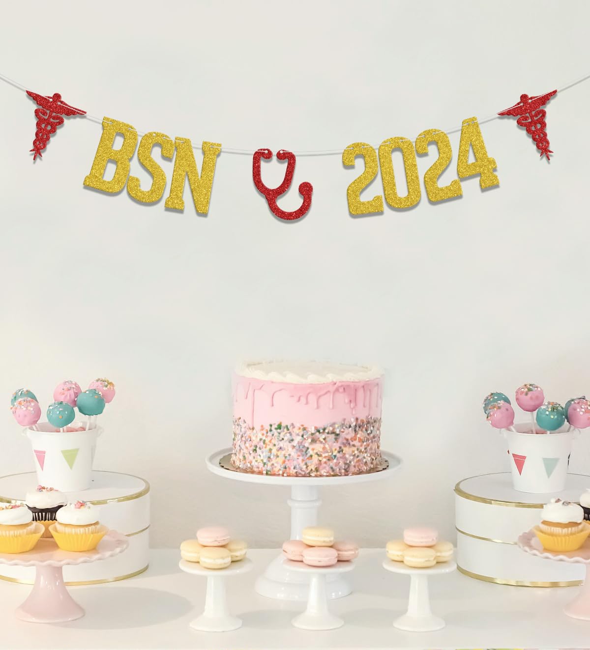 B*N 2024 Banner,Congrats B*N Banner, Class of 2024 Nurse Graduation Party Decor,Congrats Nurse Graduation Sign, Future Nurse Class of 2024 Medical School Graduation Party Supplies Gold Red