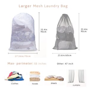 Meowoo Large Mesh Laundry Bag, 27×36inch Heavy Duty Mesh Laundry Bags Drawstring Lockable, Laundry Hamper Liner, Machine Washable, for Travel,Storage, Sports Factories, Dorms, White 1pcs