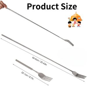 1 Pack Extendable Fork Telescopic Fork Extendable Stainless Steel Retractable Fork Ideal for Dinner Fruits and Desserts Rust-Resistant and Durable BBQ Utensil with Extendable Handle Dinner Fork