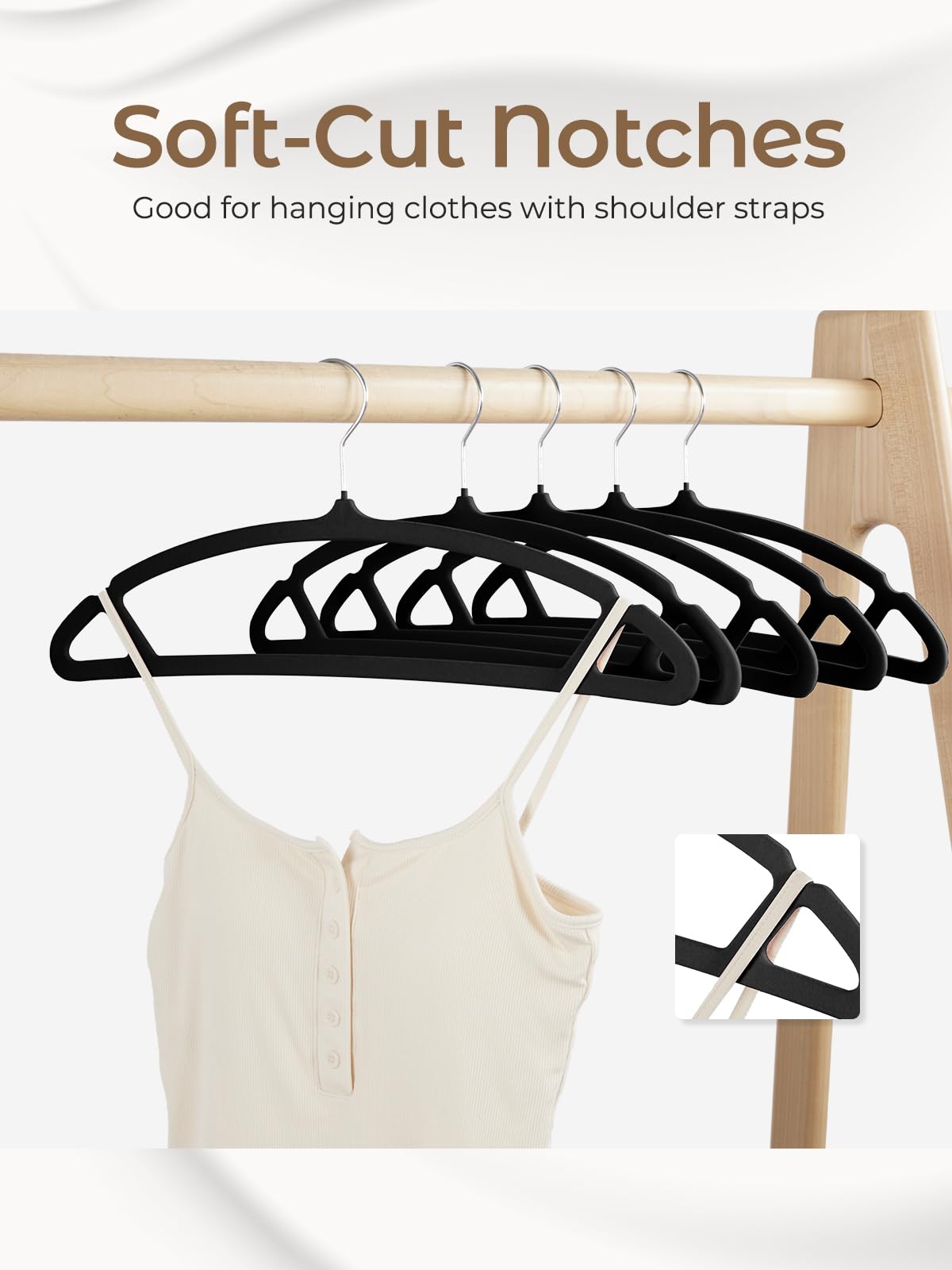 HOUSE DAY Black Velvet Hangers 20 Pack, Luxury Felt Hangers Non Slip Clothes Hangers, Space Saving Black Hanger Heavy Duty Coat Hanger, No Shoulder Bump Focked Hanger with 360° Swivel Hook for Closet