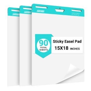 sharbda sticky mini easel pad, 15 x 18 inches, self stick flip chart paper,sticky chart paper for teachers, anchor chart paper for office, 30 sheets/pad, 3 pads…