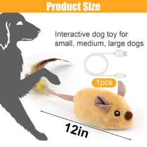 Mity rain Interactive Dog Toys, Fake Mouse Moving Dog Toy with Automatic Sensor, Dog Mouse Toy with Realistic Sound & Extended Tail, Automatic Dog Toy for Cats Dogs Pet, Squeaky Dog Toys Yellow