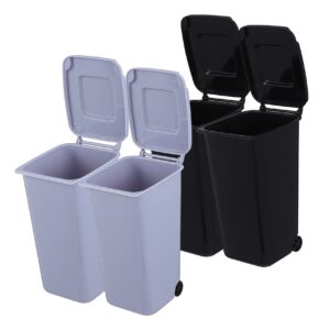 parliky 4pcs desktop trash cans with lids and wheels creative countertop garbage bins for office home and school pencil cup holders for easy waste disposal