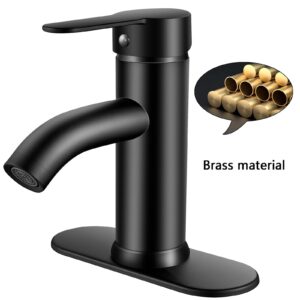 PONAFOU Single Handle Bathroom Faucet Black Bathroom Faucet Matte Black Vanity Faucet for Bathroom Sink Faucet 1 Hole or 3 Hole for Modern Bathroom RV Sink with Pop-up Drain and Deck