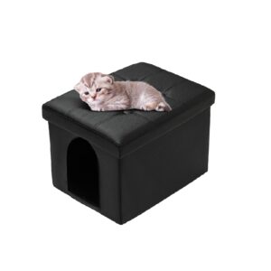 meexpaws cat litter box enclosure furniture hidden for small cat, cat washroom bench cabinet |16 x 12x13 in| dog proof | waterproof inside | easy clean assembly | odor control | litter box not include