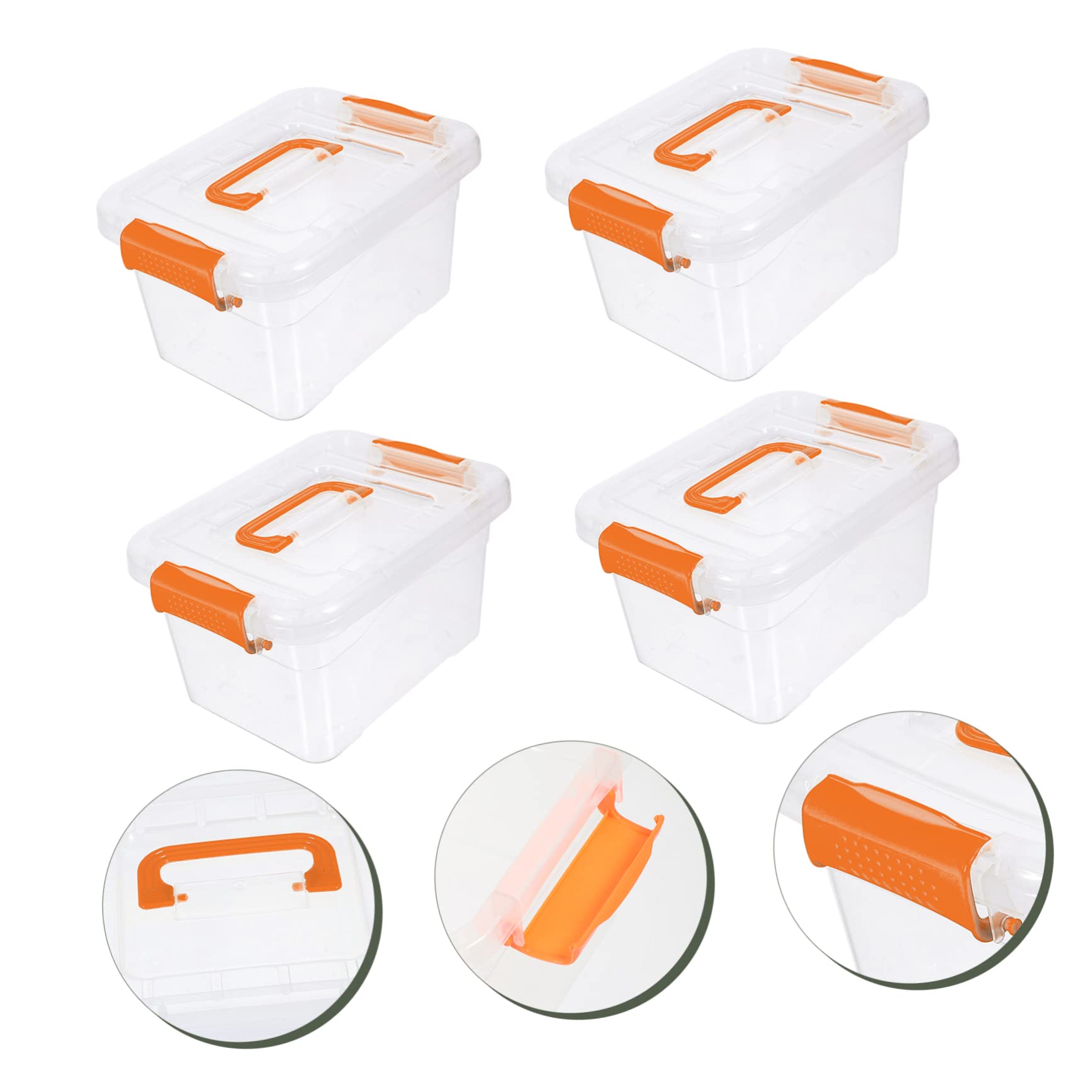 KOMBIUDA 4pcs Box Portable Storage Box Clear Stand Clear Handbags Small Plastic Bins 16 Quart Storage Containers with Lids Toy Containers with Lids Storage Containers for Organizing Make up