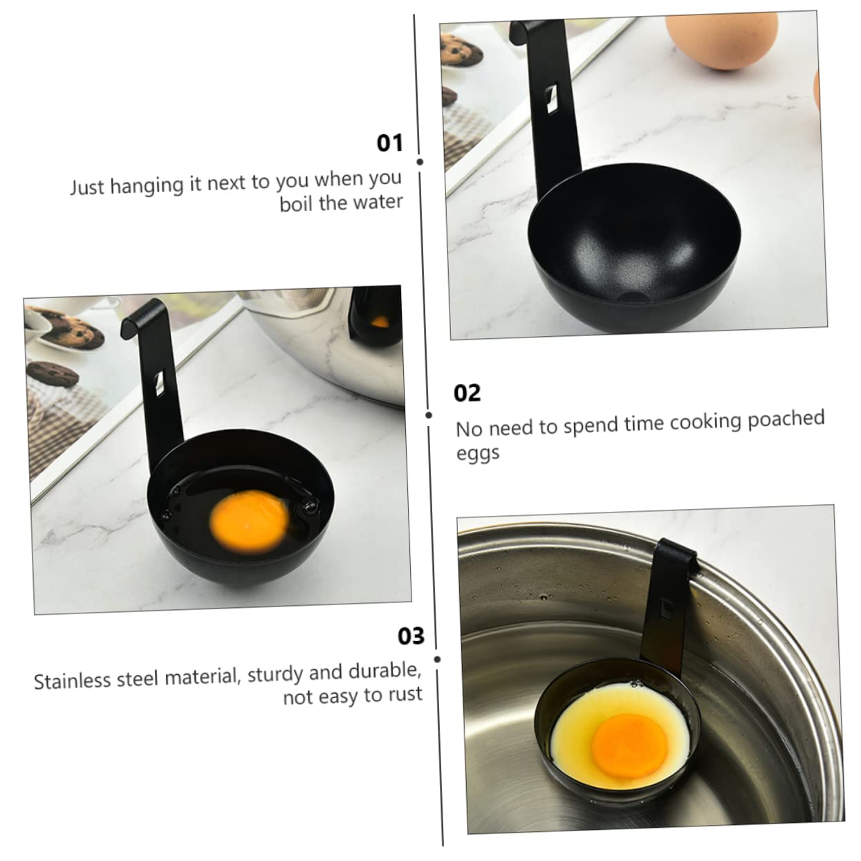 RORPOIR 2pcs Egg Boiler Poached Egg Maker Kitchen Utensil Holder Kitchen Utensils Holder Microwave Steamer Stainless Egg Poacher Bbq Tools Eggwich Maker Egg Cooker Stainless Steel Boiled