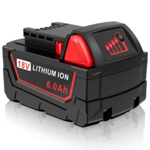 18v 6.0ah capacity battery - replacement for m18 battery compatible with milwaukee battery tools and charger 48-11-1850 48-11-1852 48-11-1850r 5.0ah 48-11-1840 4.0ah 48-11-1828 3.0ah 48-11-1820