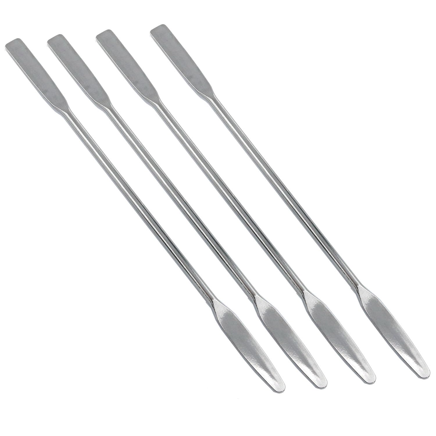 Meuey Lyot Stainless Steel Lab Laboratory Mini Double-Ended Spatula Semi-Micro Shovel Conical Arrow End Flat End -4PCS