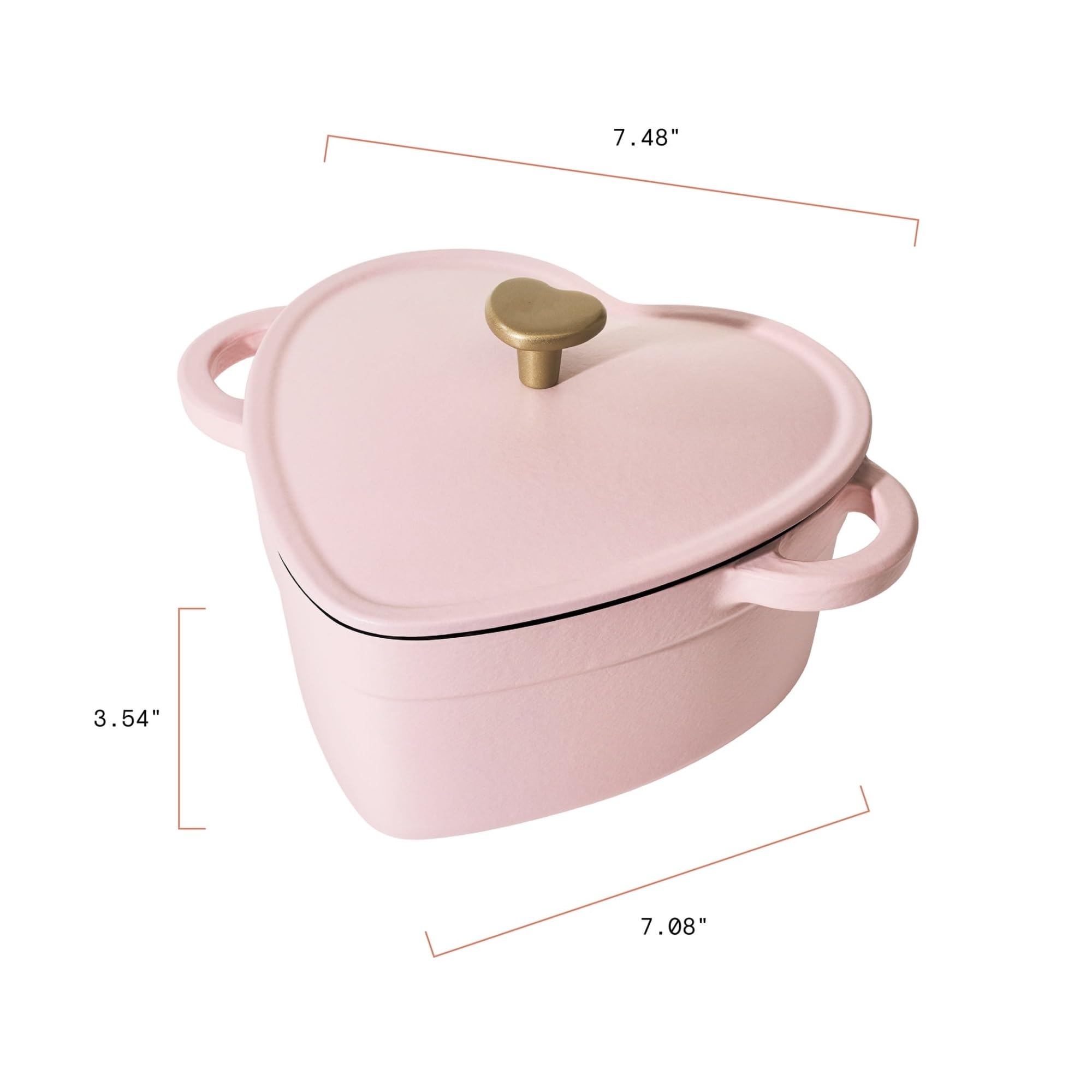 Beautiful 2-Quart Cast Iron Heart Dutch Oven, Pink Champagne, Drew Barrymore