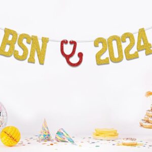 B*N 2024 Banner,Congrats B*N Banner, Class of 2024 Nurse Graduation Party Decor,Congrats Nurse Graduation Sign, Future Nurse Class of 2024 Medical School Graduation Party Supplies Gold Red