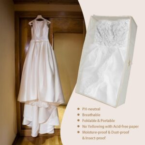 Phaicoilo Large Wedding Dress Storage Box - Beige Preservation Box with 30Pcs Acid-free Tissue Paper