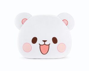 milkmochabear official milk head cushion authentic merchandise 15" inch super soft plush decorative throw pillow white bear character cute adorable home bedroom office decor polyester spandex