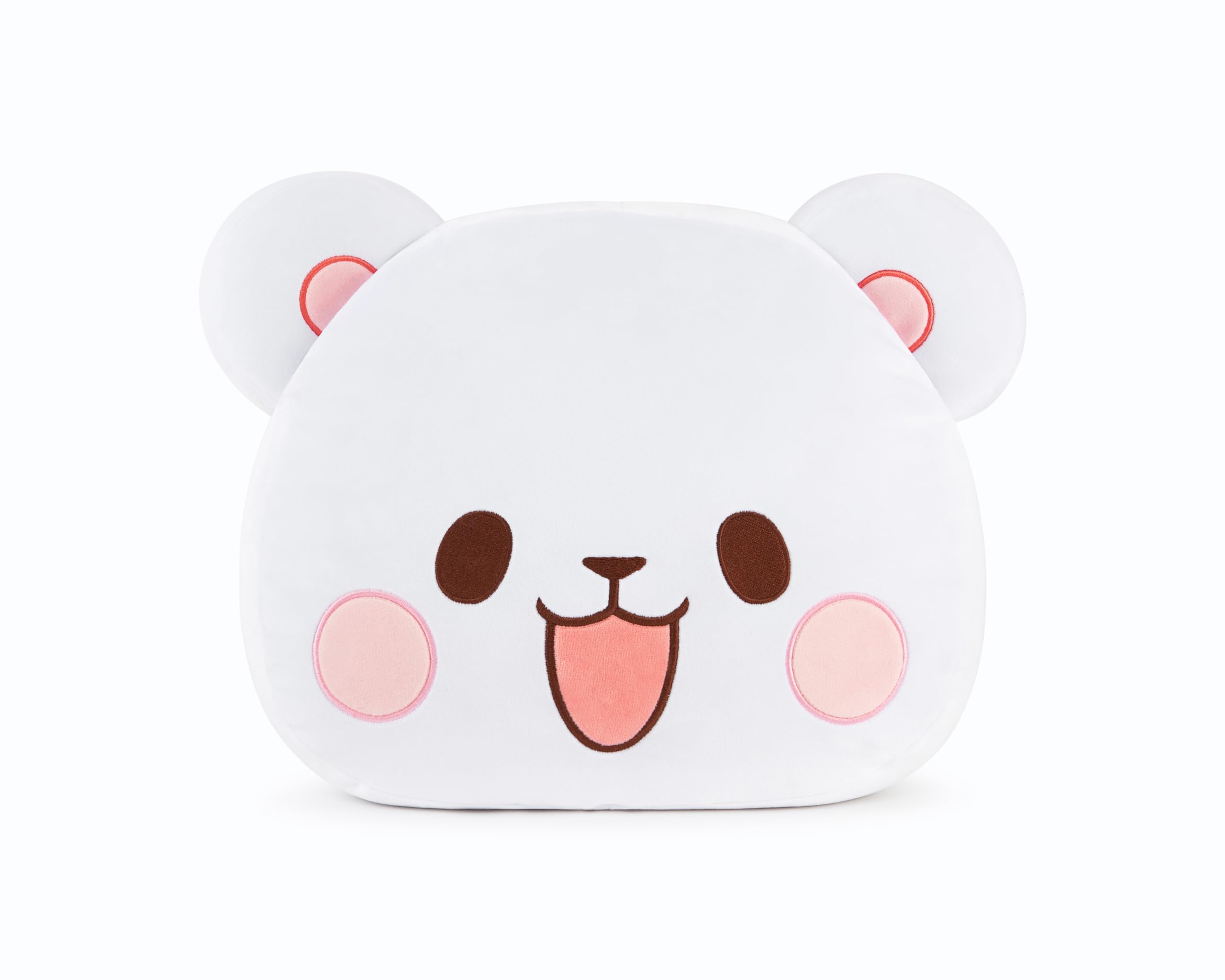 Milkmochabear Official Milk Head Cushion Authentic Merchandise 15" inch Super Soft Plush Decorative Throw Pillow White Bear Character Cute Adorable Home Bedroom Office Decor Polyester Spandex