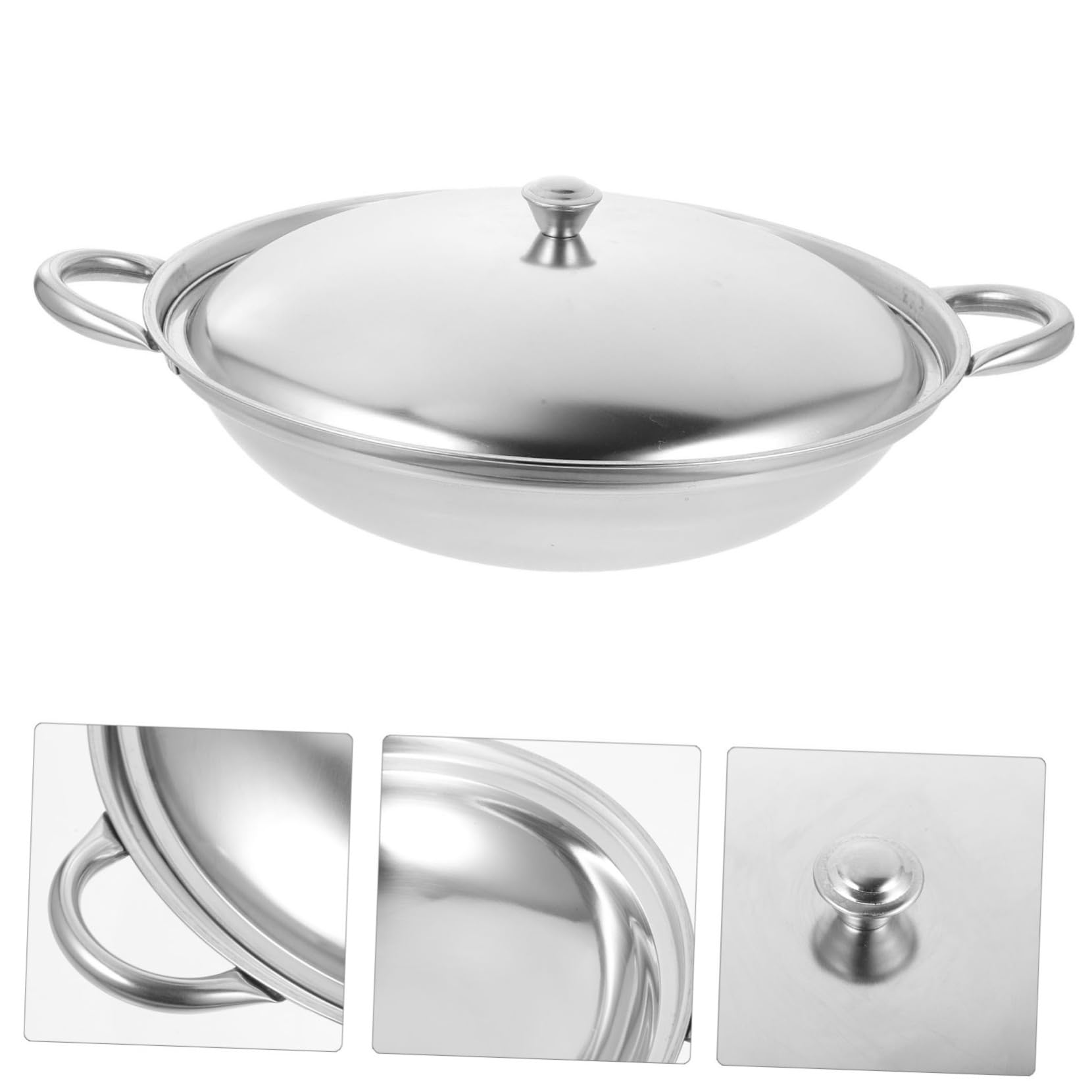 Cabilock Dry Pan with Lid Nonstick Pan Nonstick Wok Pan Paella Cooking Pan Stir Fry Skillet Wok Skillet Reheating Pot Stewpot Skillet Pow Pan Stainless Steel Pans Korean Pot Mini China